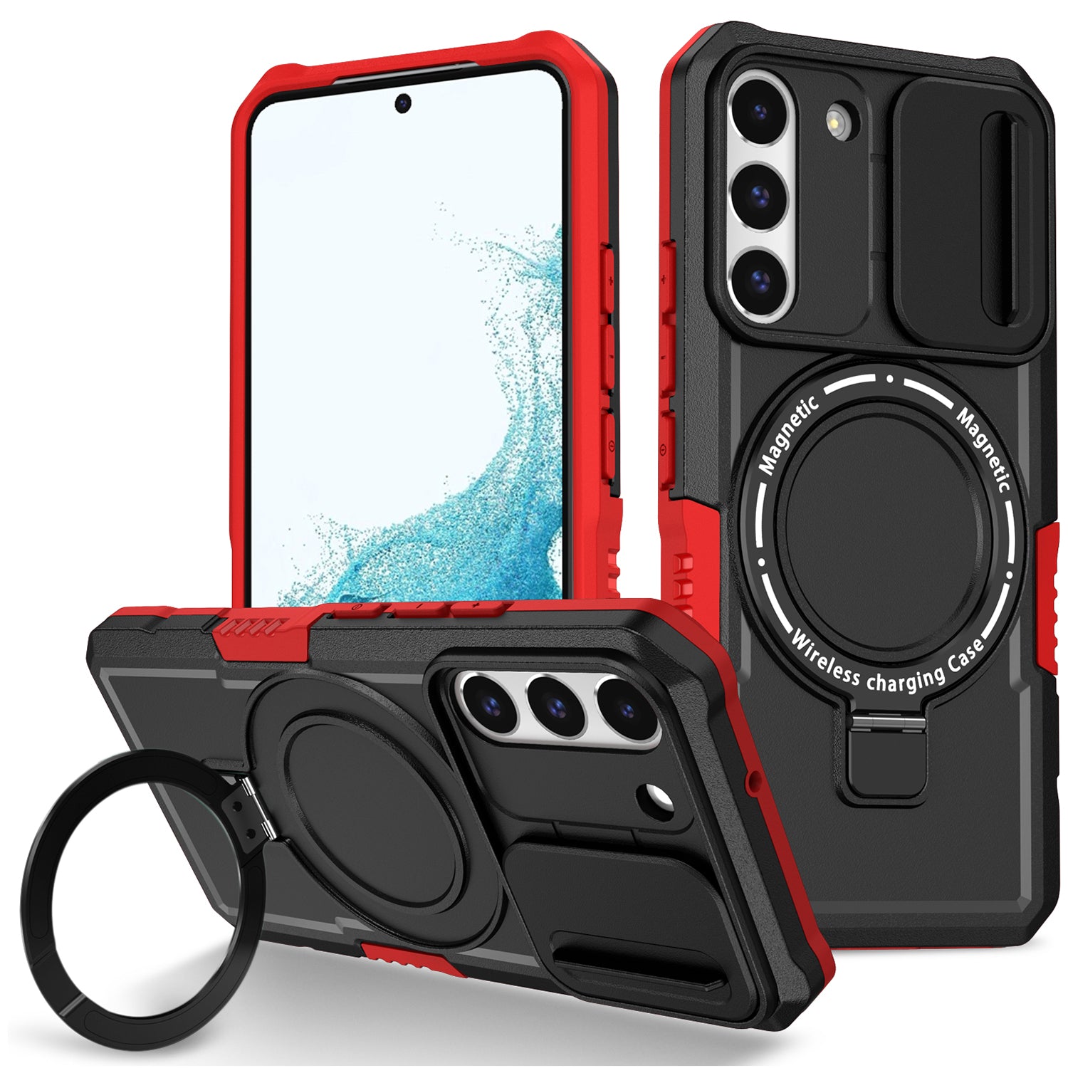 For Samsung Galaxy S22 5G Case PC+TPU Magnetic Phone Shell with Slide Camera Lid For Samsung Galaxy S22 5G Case PC+TPU Magnetic Phone Shell with Slide Camera Lid